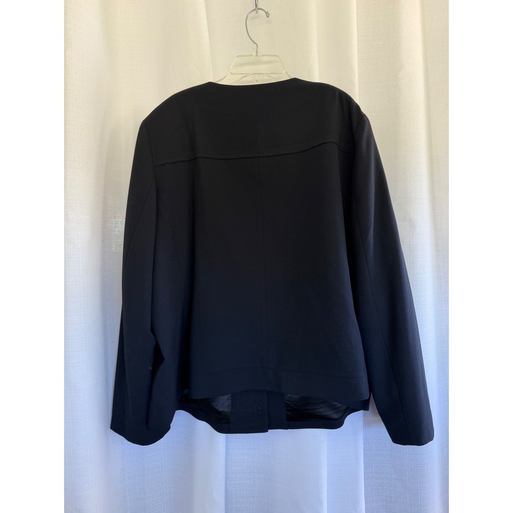 Tahari Woman Black Open Front Jacket Size 20 Ruffle Trim Career Blazer - Picture 4 of 7